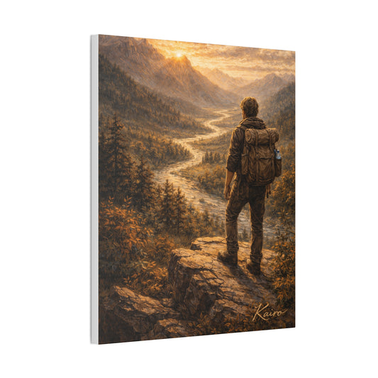 The Road Less Traveled Canvas Print — Lone Hiker Mountain Wall Art