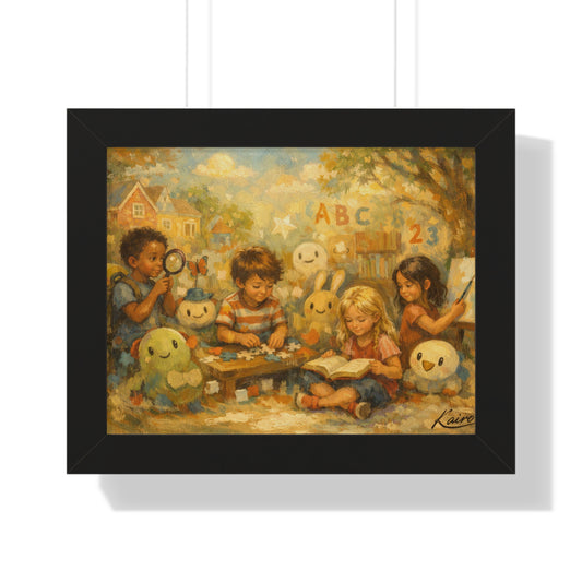 Framed Poster — 'The Curious Mind' Nostalgic Childhood Learning Art Print