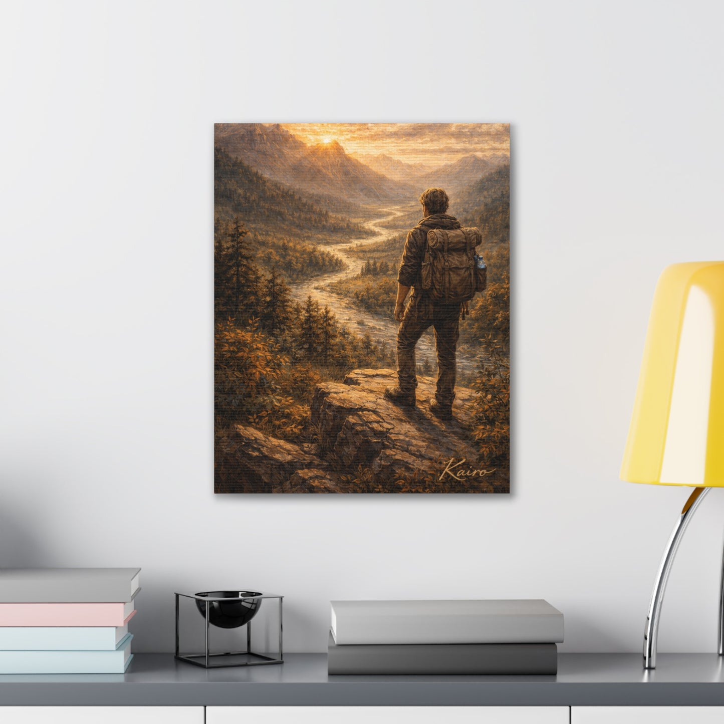 The Road Less Traveled Canvas Print — Lone Hiker Mountain Wall Art